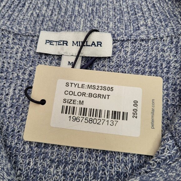 PETER MILLAR Crown Kitts Twisted Quarter-Zip Sweater Blue Granite Mens Sz M $250 - Picture 3 of 5